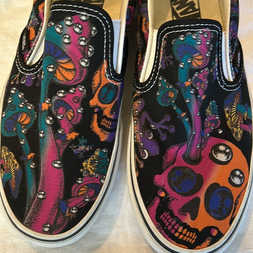Vans Black and Pink Skull Sneakers